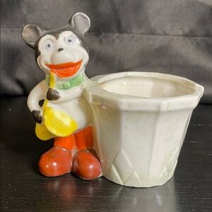 Antique Mickey Mouse Ceramic Planter Collectors Item